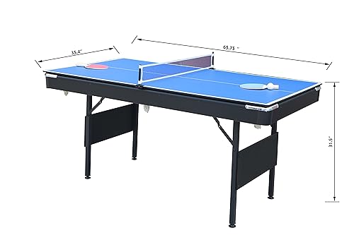 5.5-Foot Billiard Tables, 3 in 1 Pool Table, Pool Table Tennis,65.75“/35.40“ Portable Pool Table,Perfect for Family Fun,Entertainment Folding Pool Table, Outdoor Ping Pong Table