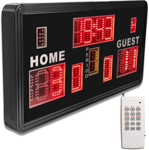 YZ 35“ Large Electronic Scoreboard with Buzzer, Wall-Mounted Professional Digital Scoreboard with Remote, Basketball Scoreboard with Timer, Digital Score Keeper for Basketball