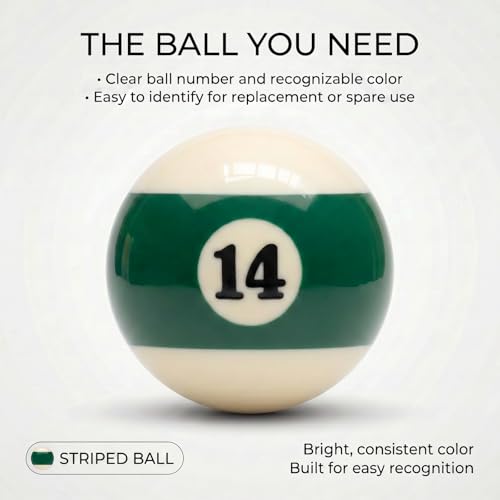 KONLLEN Single Replacement Pool Ball – 2-1/4" Regulation Size & Weight Billiard Ball Made of Phenolic Resin (Choose 1–15 or Cue Ball) - color: #14