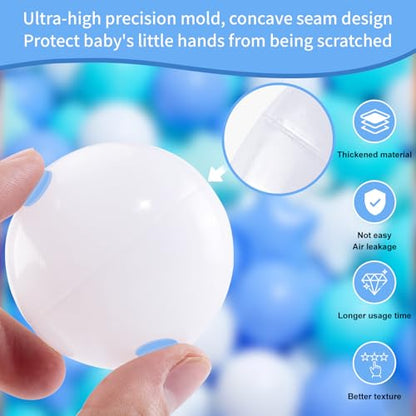 MoonxHome Ball Pit Balls for Toddlers, BPA Free Crush Proof Plastic Toy Balls for Ball Pit, Children's Pool Water Toys, Macaron Ocean Balls for Play Tent 2.15 Inch Pack of 100 200 500 800 1000 - color: Star white&green&blue