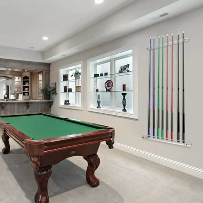 GSE Games & Sports Expert 2-Piece 6/8/12 Billiard Pool Cue Rack Wall Mounted Holders, Billiard Cue Sticks Wall Rack Set - style: 8 Cue - Acrylic