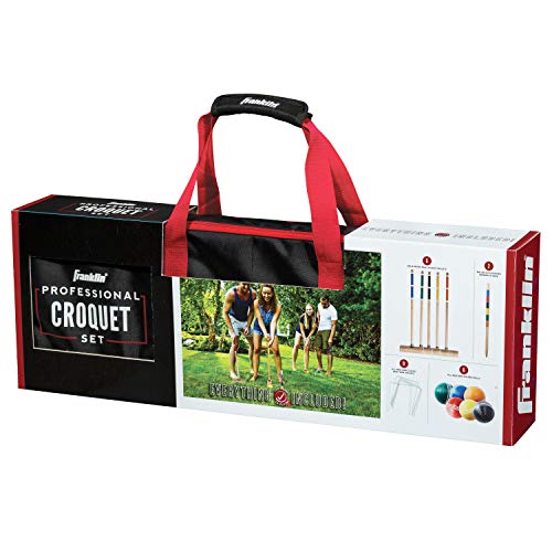 Franklin Sports Portable Backyard Croquet Sets - Complete 4 + 6 Player Croquet Sets with Mallets, Croquet Balls + Wickets Included - Outdoor Family Lawn Game Sets - style: Professional