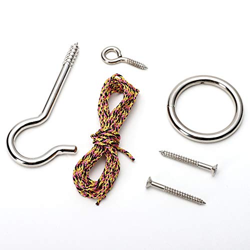 Hook and Ring Swing DIY Kit Heavy-Duty Hardware and String Ring Toss Game Indoor – Outdoor（Set-up Instruction Included）