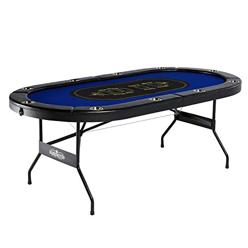 Barrington Poker Multiple Styles Folding Poker Table & Poker Table Top/Dining Table Collection, Durable Padded Rail Tables with Felt Playing Surface, Perfect for Texas Holdem Games - style: 84 In. Classic Poker Table (10 Player)