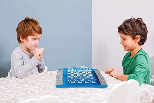 Lexibook ChessLight, Electronic Chess Game with Touch-Sensitive Keyboard and Light and Sound Effects, 64 Levels of Difficulty, Battery or Plug, Blue/Grey, LCG3000US - style: LCG3000US