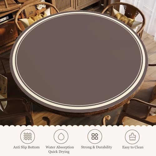 Brown Round Mahjong Mat with Carrying Bag, Anti Slip Noise Reduction Poker Card Board Tile Games Polyester Table Cover(Brown-2,37.4x37.4 in) - color: Brown-2, size: 37.4x37.4 in