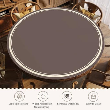 Brown Round Mahjong Mat with Carrying Bag, Anti Slip Noise Reduction Poker Card Board Tile Games Polyester Table Cover(Brown-2,37.4x37.4 in) - color: Brown-2, size: 37.4x37.4 in