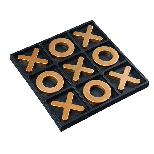 Tolevoit Classic Tic Tac Toe Game Resin, Strategy and Fun Games for Kids, Tabletop Board Games, Party Favours for Kids，Golden Tic-Tac-Toe Plastic Board Home Décor,Gold - color: Gold