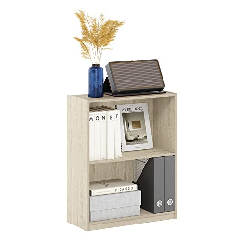Furinno Gruen 2-Tier Open Shelf Bookcase, Metropolitan Pine - color: Metropolitan Pine, size: 2-Tier Rectangle