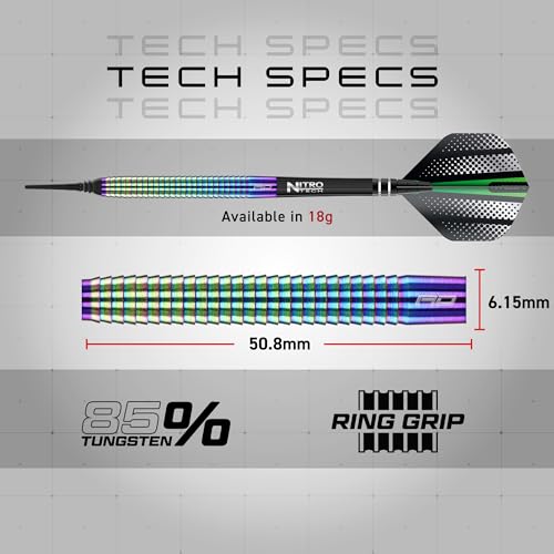 RED DRAGON Darts - Amberjack | Javelin | Pegasus | Razor Edge - Professional Tungsten Soft Tip Darts - Includes Dart Flights and Shafts - size: 18g Barrel / 20g Full Weight