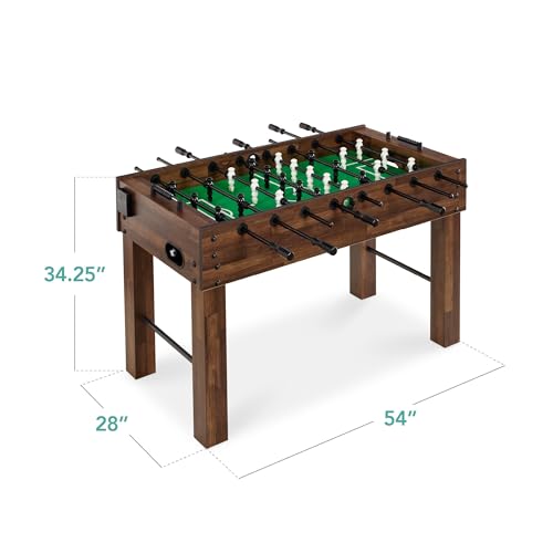 Best Choice Products Full Size 54 Inch Regulation Foosball Table for Home, Game Room - Includes 2 Balls, 2 Cup Holders - color: Walnut