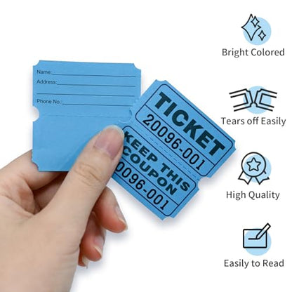 L LIKED Raffle Tickets Double Rolls 1000 Per Roll 50/50 Raffle Tickets for Events,Carnivals, Entry, Class Reward, Prizes(Blue) - color: 1000 Blue