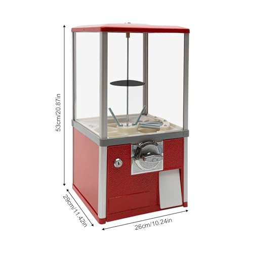 Gumball Machine for Kids, 25-Cent Vending Machines, PS Bouncy Balls Dispenser, 1.77-1.97in Huge Load Capacity Coin Operated Gumball Bank, Hold 200 Capsule Toys for Retail/Game Store (Red) - color: Red