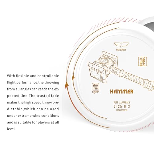 Yikun Hammer Golf Disc PDGA Approved - Limited Edition Pro Worlds 2025 | Overstable Driving Putter for Control & Hyzer Flips | Wind-Fighting Torque Resistant 170-176g (Premium Plastic) - color: white
