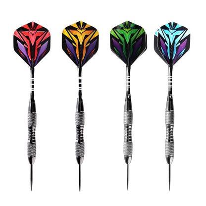 WINSDART Steel Tip Darts 12 Pack Set with Nonslip Iron Barrel Aluminum Dart Shafts and Flights Darts Sharpener an Gift Box - color: Black-Darts-J