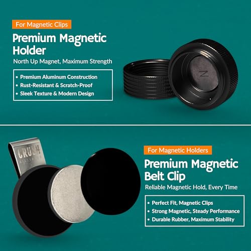 Magnetic Chalk Holder with Lid & Belt Clip – Round Billiard Pool Cue Chalk Holder with Strong Magnet, Portable Snooker Chalk Case for Players - color: Black