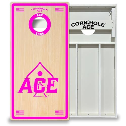 CornholeAce ACE Zone All Weather Pro Cornhole Board Set, Waterproof 4x2 Regulation Size, Made in USA, Triple Wide Legs, 3/4" PVC, Official Pro Tournament Boards, Rain Proof & Outdoor-Ready (2 Boards) - color: Pink