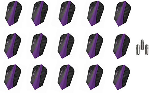 Harrows 5 Sets of 3 Retina Slim Purple Dart Flights Plus 1 Set of 3 Aluminum Dart Flight Protectors & Bracelet
