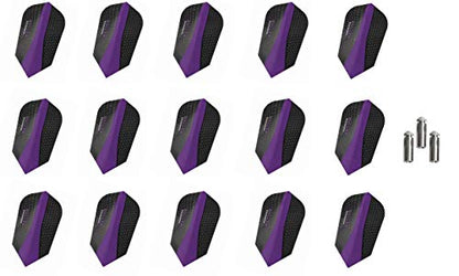 Harrows 5 Sets of 3 Retina Slim Purple Dart Flights Plus 1 Set of 3 Aluminum Dart Flight Protectors & Bracelet