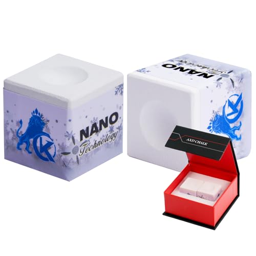 KONLLEN Magnetic Pool Chalk Holder and Nano Cue Chalk Set, Low-Dust Billiard Chalk Combo with Quick One-Hand Access for Better Grip and Control - color: White-2 piece