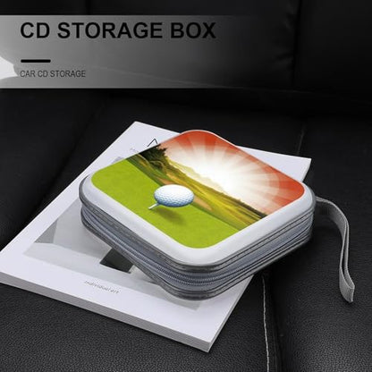 Golf Sport DVD Storage Bags with Zipper, CD Portable Case Holder with Handles, Large Storage Stackable Media Binder for Travel, Cabinet, Home, Office, Car