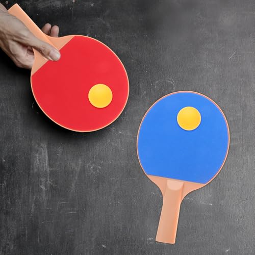 Table Tennis Set Plastic Elastic Ping Pong Balls, Long Handle Paddles 2pcs, Outdoor Recreation Training Equipment for Ages
