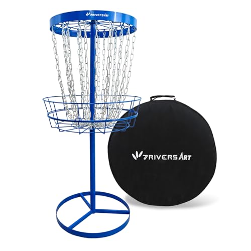 Portable Disc Golf Basket, 24-Chain, All-Weather Metal Disc Golf Goal with Heavy-Duty Carrying Bag, Easy Assembly for Backyard, Park & Outdoor Training - style: Blue
