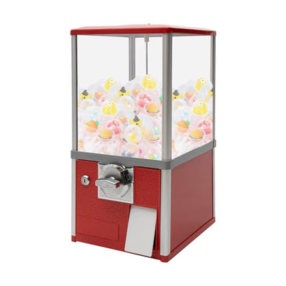 Gumball Machine for Kids, 25-Cent Vending Machines, PS Bouncy Balls Dispenser, 1.77-1.97in Huge Load Capacity Coin Operated Gumball Bank, Hold 200 Capsule Toys for Retail/Game Store (Red) - color: Red