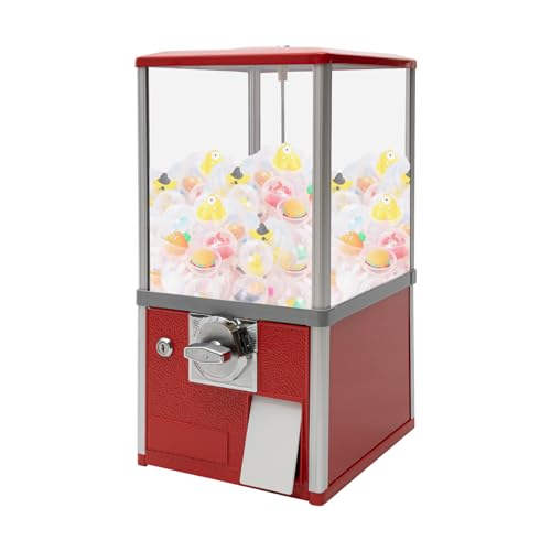Gumball Machine for Kids, 25-Cent Vending Machines, PS Bouncy Balls Dispenser, 1.77-1.97in Huge Load Capacity Coin Operated Gumball Bank, Hold 200 Capsule Toys for Retail/Game Store (Red) - color: Red