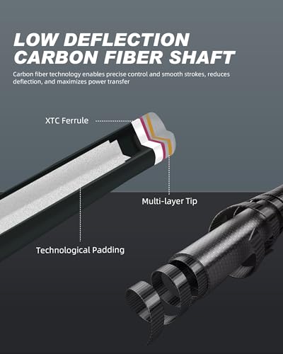 CRICAL COWCUE 58-Inch Carbon Fiber Pool Cue, Low Deflection, 12.5mm Tip | Adjustable pool cue with 3/8x8 joint for stable control, regular billiards practice and pool hall play. - color: CW-02-Set