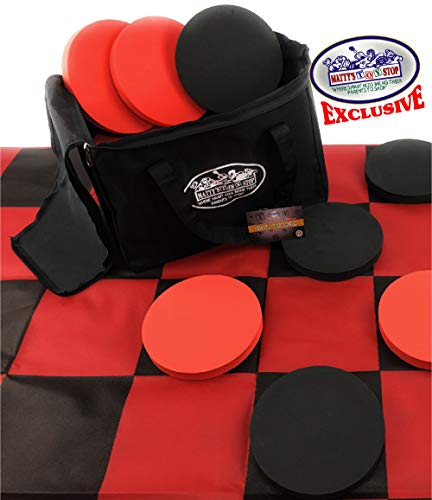 Matty's Toy Stop Deluxe Giant Checkers (Indoor/Outdoor) Game with 6" Foam Discs, 48" (4 feet x 4 feet) Game Mat and Storage Bag