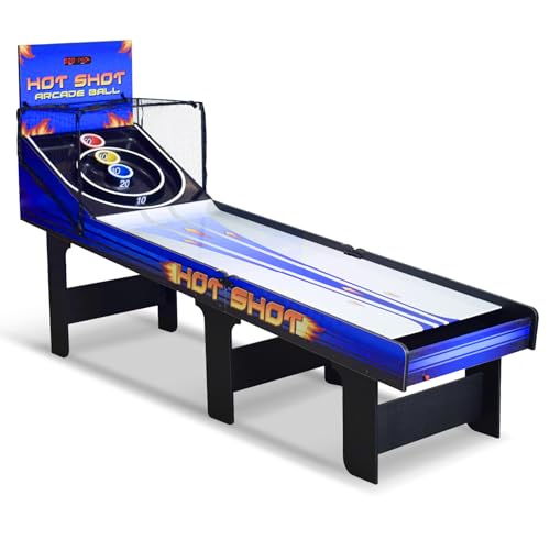 Hathaway Hot Shot 8 Ft Arcade Roll and Score Game Table for Home Family Game Room - With LED Scoring, Foldable Design, Automatic Ball Return & Scratch-Resistant Playfield - Blue Finish