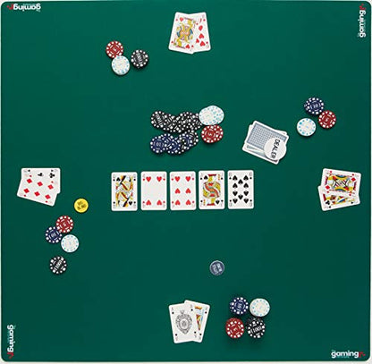 The Gaming Mat Company Poker, Dominoes, Bridge & Mahjong Table Mat - Green 33" x 33" Premium Gaming Mat- Cards Playmat - Gaming Mat Square Mahjong Table Cover - color: Green