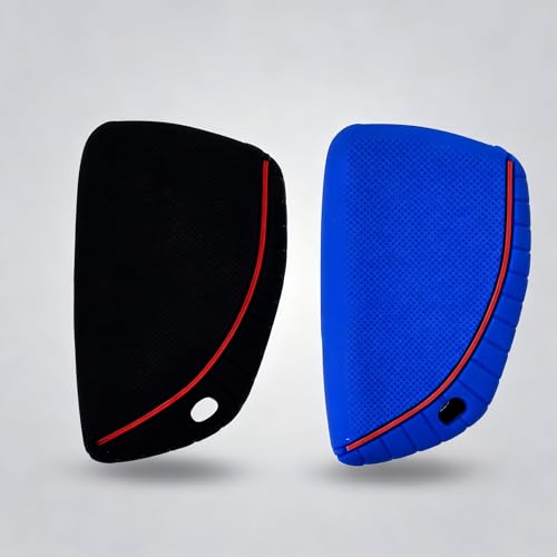 Silicone Key Fob Cover 2 Pack, Key Protector - 360° Key Protection Case for Chevrolet 2020-2026 Trailblazer/Equinox/Malibu, Anti-Scratch Silicone Key Cover (Black/Blue) - color: Black/Blue