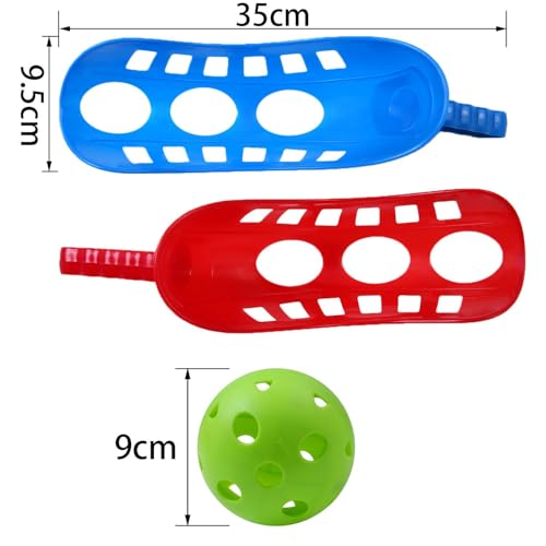 Cooraby Scoop Ball Game Scoop and Ball Toss Set Toss Catch Game Toy Lacrosse Racket Game with Storage Bag, 4 Scoops and 2 Balls