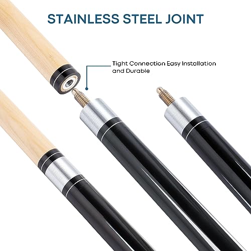 13mm 58 Inch 19 20 oz Billiard Pool Cue Stick, 1/2 Maple Billiard Pool Stick, House Bar Pool Table Sticks for Men - color: 2 x Black 19 oz