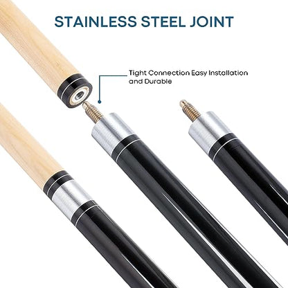 13mm 58 Inch 19 20 oz Billiard Pool Cue Stick, 1/2 Maple Billiard Pool Stick, House Bar Pool Table Sticks for Men - color: 2 x Black 19 oz