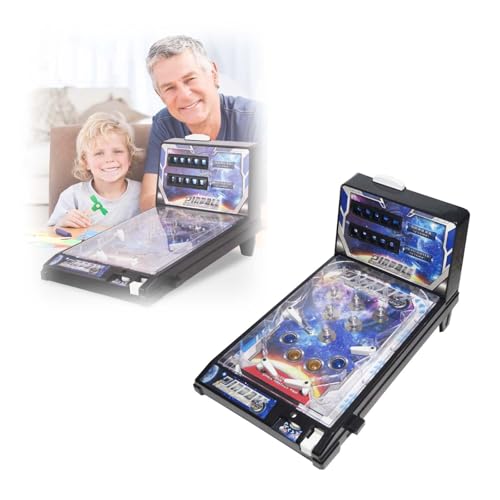 Mini Pinball Game Machine, Electronic Desktop Ball Shooting Toy with Light and Sound Effects, Digital-Counter, Arcade Alley Games for Kids and Adults, Pinball Gifts