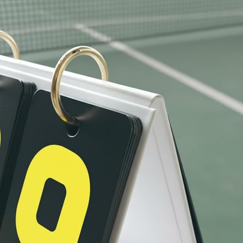 Simhoa Mini Scoreboard Flip Tabletop Score Keeper Portable Waterproof Flip Pages Triangular Frame Suitable for Sports Events Home Competitions Classes, 2-Digit, Cardboard Stand