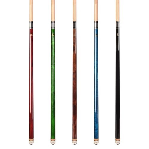 ASKA Set of Wrapless 2-Piece Billiard Pool Cue Sticks L3, 58" Hard Rock Canadian Maple, 13mm Hard Leather Tip, Mixed Weights and Colors - style: Set of 5 Sticks