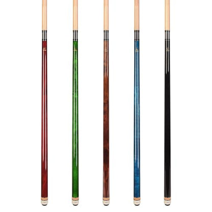 ASKA Set of Wrapless 2-Piece Billiard Pool Cue Sticks L3, 58" Hard Rock Canadian Maple, 13mm Hard Leather Tip, Mixed Weights and Colors - style: Set of 5 Sticks