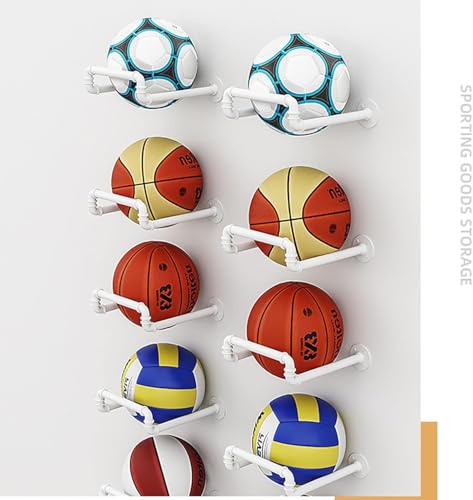 Industrial Pipe Wall Mounted Storage Rack, Home Nursery Basketball Rack on The Wall Wall-Mounted Finishing Shelves, Yoga Mat Storage Rack Gym Soccer Rack, 1 Pack - color: White