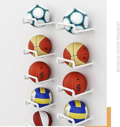 Industrial Pipe Wall Mounted Storage Rack, Home Nursery Basketball Rack on The Wall Wall-Mounted Finishing Shelves, Yoga Mat Storage Rack Gym Soccer Rack, 1 Pack - color: White