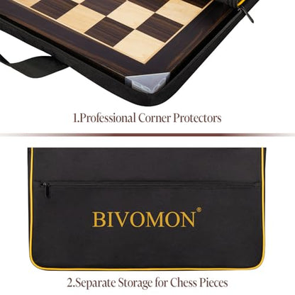 BIVOMON 21.25’’ Wooden Chess Board Professional Tournament Chess Board with 2.2" Squares Large Chess Family Outdoor Board Games (Chess Boards Only)