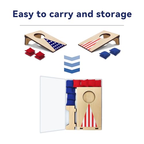 2PCS Mini Tabletop Cornhole Boards Toy, 4.7" W x 7.7" L Wooden Desktop Toss Game with 8 Bean Bags, Portable Game Set for Travel Home Office