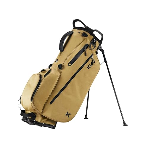 KVV Lightweight Golf Stand Bag with 7 Way Full-Length Dividers, 5 Zippered Pockets, Automatically Adjustable Dual Straps，Elegant Design - color: Khaki