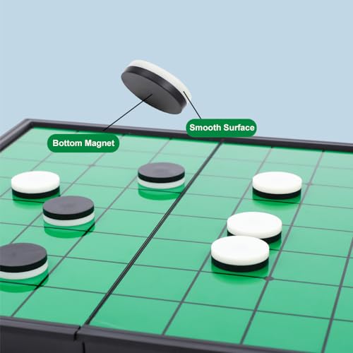 Mini Reversi (Othello) Board Game Set -7.8”, Magnetic Travel Folding Game, Family Fun Game/Gift for Kids (Mini Right Angle Style) - style: Mini Right Angle Style