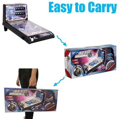 Electronic Tabletop Pinball Game Retro Arcade Pinball Machine for Kids Portable Desktop Ball Shooting Toy with Scorer Light and Sound Birthday Party Gift