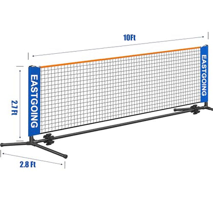 Eastgoing 10 ft Mini Portable Soccer Tennis Net | Pickleball Net System with Carrying Bag for Driveway Backyard. Easy Assemble Beach Tennis Net | Tennis Practice for Indoor and Outdoor