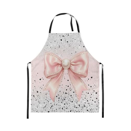 Manfei Blue Bowknot Kids Kitchen Apron - color: Black Pink